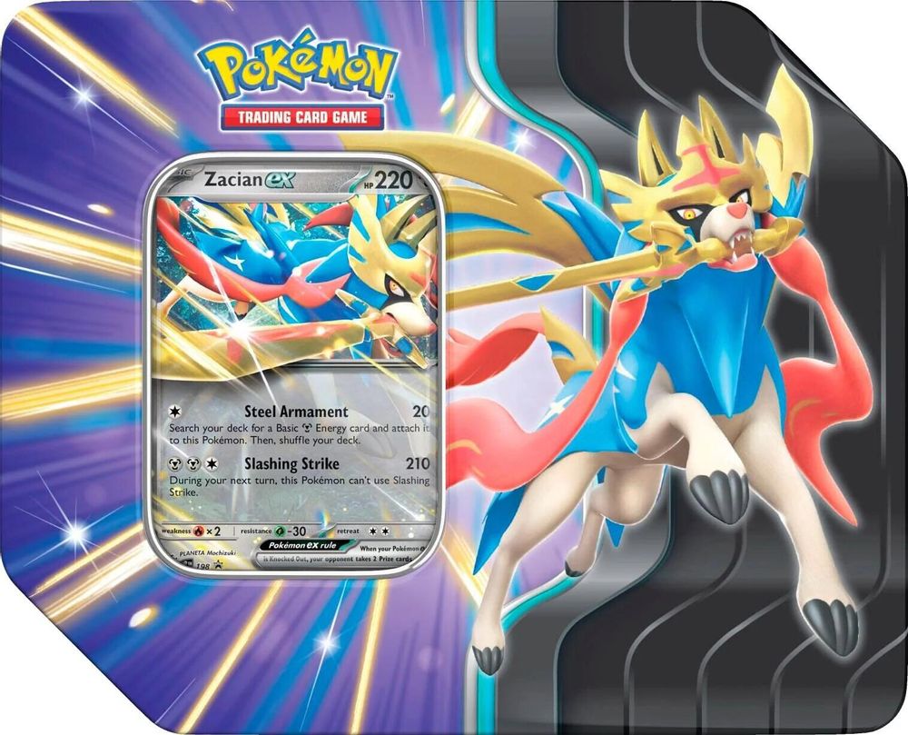 Slashing Legends Tin — Zacian ex sealed product packaging