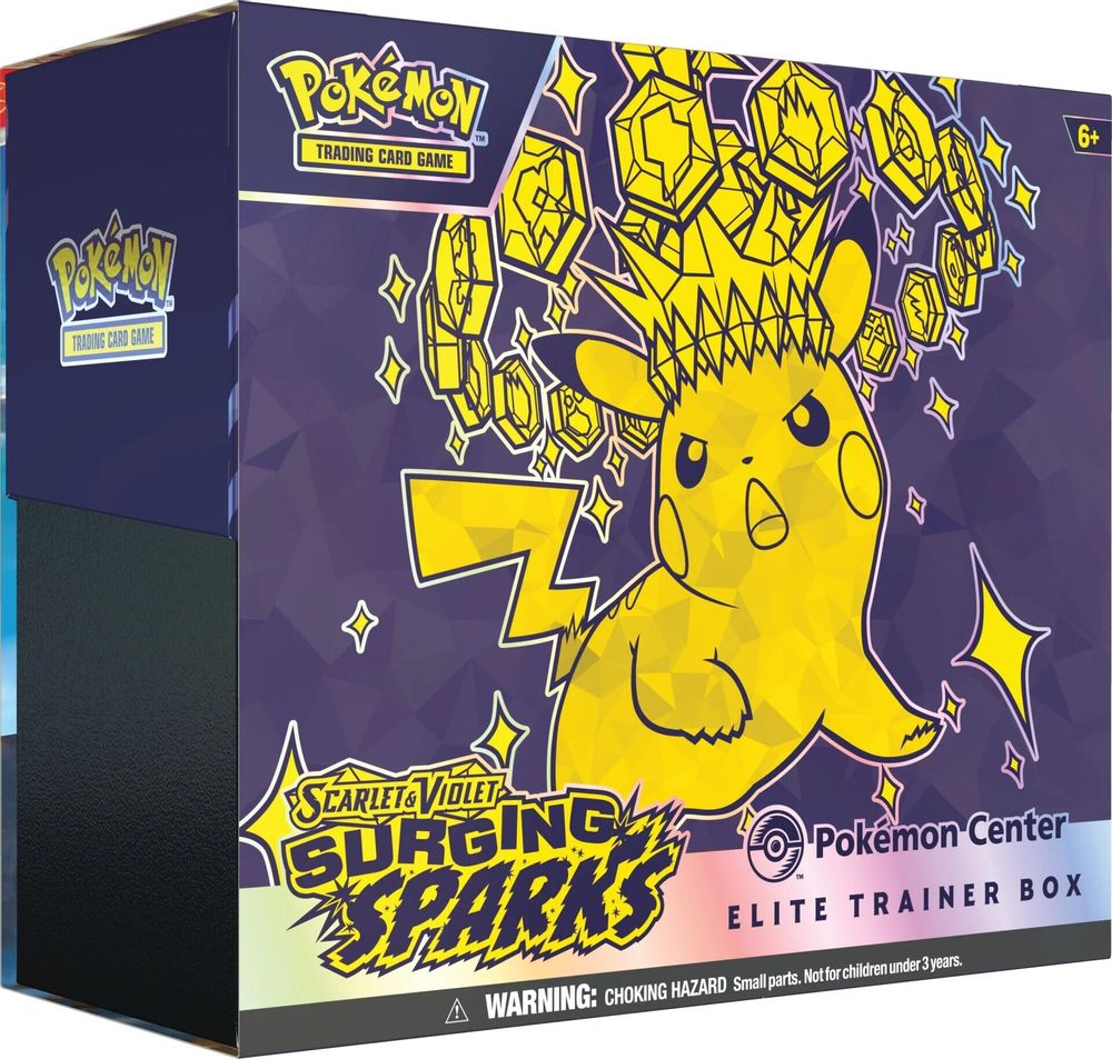 Surging Sparks Pokémon Center Elite Trainer Box sealed product packaging